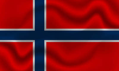 Obraz premium national flag of Norway on wavy cotton fabric. Realistic vector illustration.