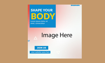 Fitness square flyer template or instagram post