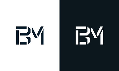 Abstract letter BM logo. This logo icon incorporate with abstract shape in the creative way. Modern letter logo design in black and white.
