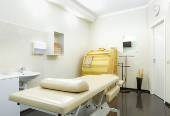 A cozy and beautiful massage room which has everything you need for relaxation and aroma sauna