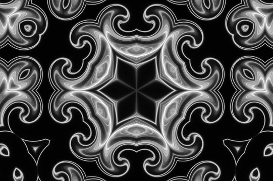 abstract banner fractal in black and white