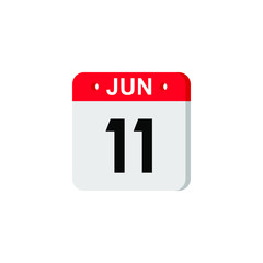 June 2 - Calendar Icon. Summer days of the year. Calendar Icon with shadow. Flat style. Date, day and month. Reminder. Vector illustration. Organizer application, app symbol. Ui. User interface sign. 