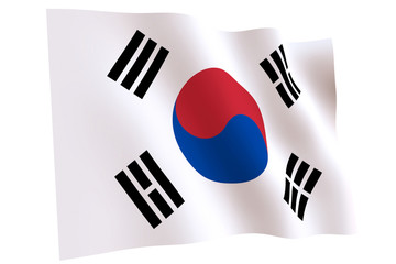 Flag of South Korea waving in the wind