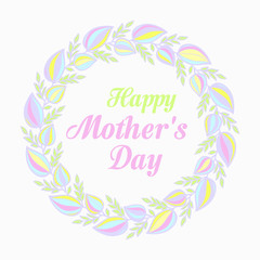 Obraz premium vector wreath of bright spring flowers and leaves. The inscription inside the spring wreath. lettering 