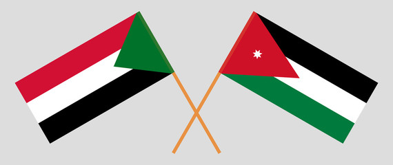 Crossed flags of Jordan and Sudan