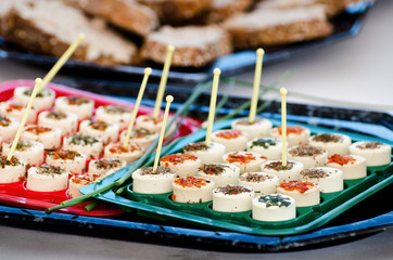 Soft cheese with spices beautifully presented on a tray