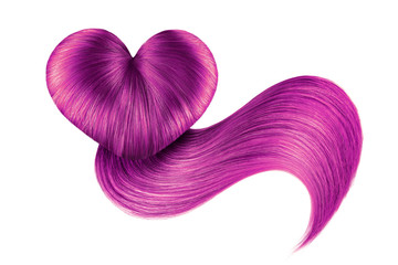 Hair heart on white, isolated. Pink doughnut bun