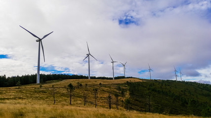 Wind turbines situated in the eolic park in Trevim