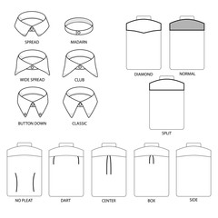 Illustrations of types of men's shirts and collars.