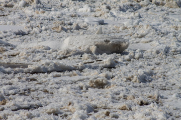 natural background of relief ice on the river