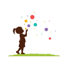 little girl blew bubbles