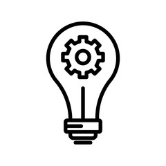 Innovation line icon. Light bulb and cog inside. Premium quality graphic design element. Modern sign. Design template vector