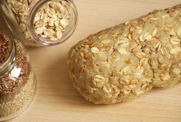 Cereals roll cake prepared to bake