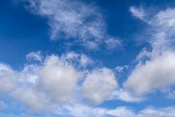 Stunning cirrus cloud formation panorama in a deep blue sky