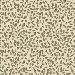 seamless watercolor pattern with green olive leaves and branches. Rustic design for wedding invitation, clothes or wrapping paper. Spring and summer fashion, collection of hand painted elements