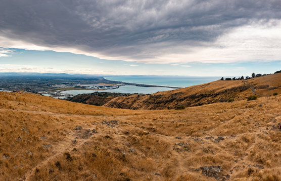 Port Hills On Overcast Day, Christchurch, New Zealand