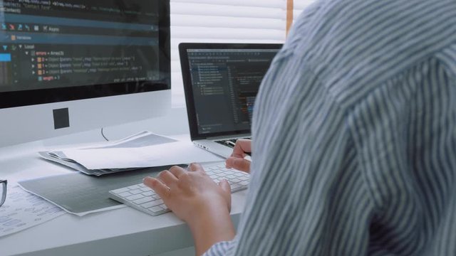 Developing programmer Development Website design and coding technologies working at home