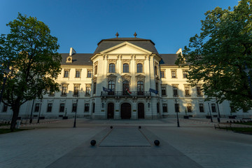 Naklejka premium Entrance of the Esterhazy University in Eger, Hungary.