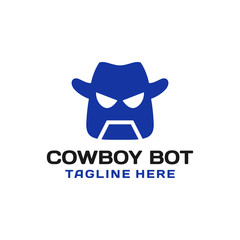 simple flat Cowboy robot logo design