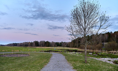 Hemmesta wetlands, lake and meadow at Värmdö in Stockholm