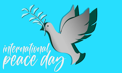 Fototapeta na wymiar International Peace Day with dove and olive branch