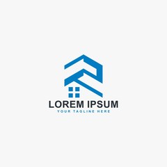 Real estate logo design. Letter R house abstract symbol. Monogram R-type logo. Outline the home icon vector.
