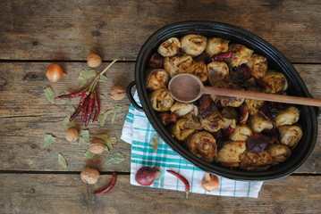 The most popular traditional meal in Serbia - Stuffed Cabbage Rolls with minced meat, rice, and vegetables, known as Sarma.