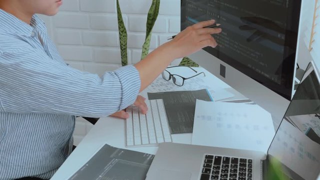 Developing programmer Development Website design and coding technologies working at home