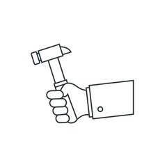 hand holding hammer tool icon vector flat logo template
