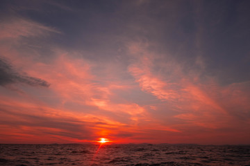 scenery of sea in sunset and colorful of sky is beautiful