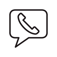 Talking by phone icon. Line style design. Phone with speech bubble, phone conversation. Vector graphic illustration. Suitable for website design, logo, app, template, and ui. Editable stroke. EPS 10.