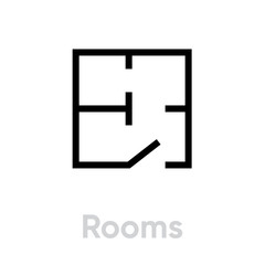 Rooms scheme icon. Editable Vector Stroke.