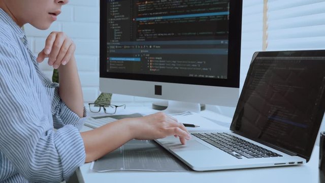 Developing programmer Development Website design and coding technologies working at home