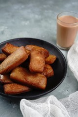 Malabar deep fried milk cake or Paal cake served with tea / Ramadan Snacks