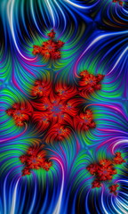 Fractal 3d image, in the form of a pattern of flowers. Wallpaper for the screen