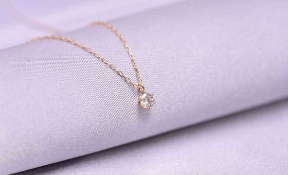 Diamond Necklace On A Silk Background