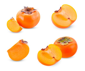 Half persimmon on a white background