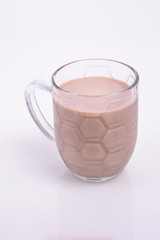 A glass of chocolate milk, isolated on white