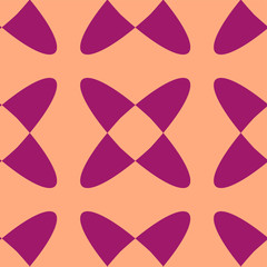 Geometric chekered abstract decorative  vector background. Vector mosaic tiles seamless pattern with pink background and geometrical ornament.