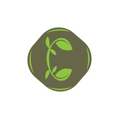 letter c vector illustration of tea leaf design