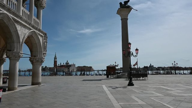 May 2020, Venice-Italy, Walking through the monuments of the ancient city of Venice at the time of the coronavirus, between closed shops and the absence of tourists