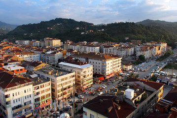 Obraz premium TRABZON, TURKEY - SEPTEMBER 24, 2009: City, General View, Buildings, Green Hills and Clouds. Of District