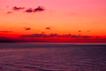 TRABZON, TURKEY - SEPTEMBER 24, 2009: Sunset, Skyline in the Black Sea. Of District