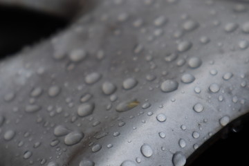 Water droplets on metal