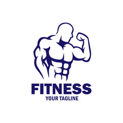 Vintage Flat design fitness bodybuilding logo vector template