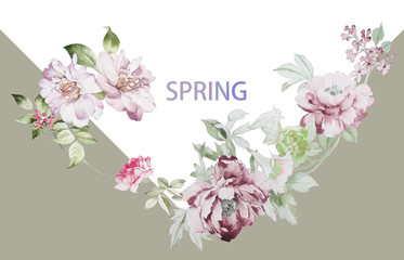 Watercolor flowers illustration