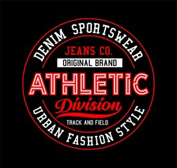 Typography design, athletic sport t-shirt graphics, poster, vector illustration