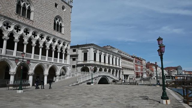 May 2020, Venice-Italy, Walking through the monuments of the ancient city of Venice at the time of the coronavirus, between closed shops and the absence of tourists