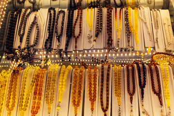 Muslim rosary (Tesbih) in Eyup Traditional Gift Shop in Istanbul, Turkey.