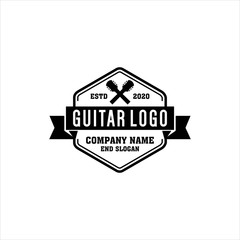 vintage guitar vector design logo template abstract